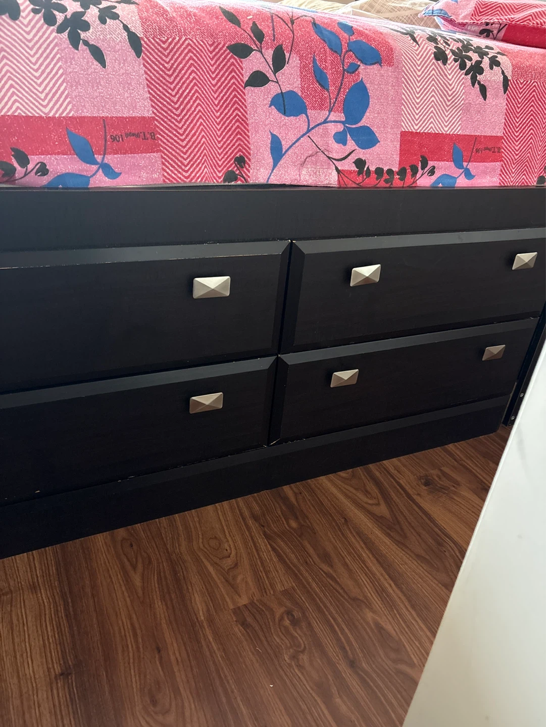 Black Queen Bed Frame with Storage Drawers - photo 2
