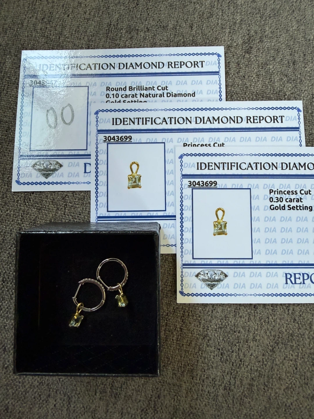 18K Gold Natural Diamond Earrings w/ Natural Topaz Charms - photo 3