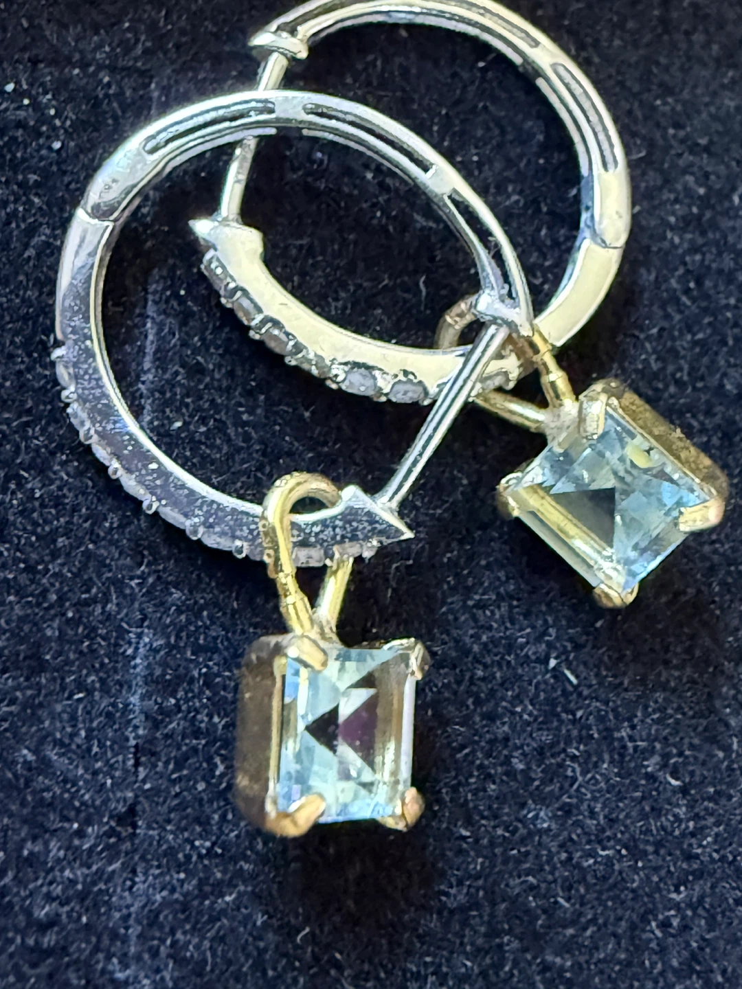 18K Gold Natural Diamond Earrings w/ Natural Topaz Charms - photo 5