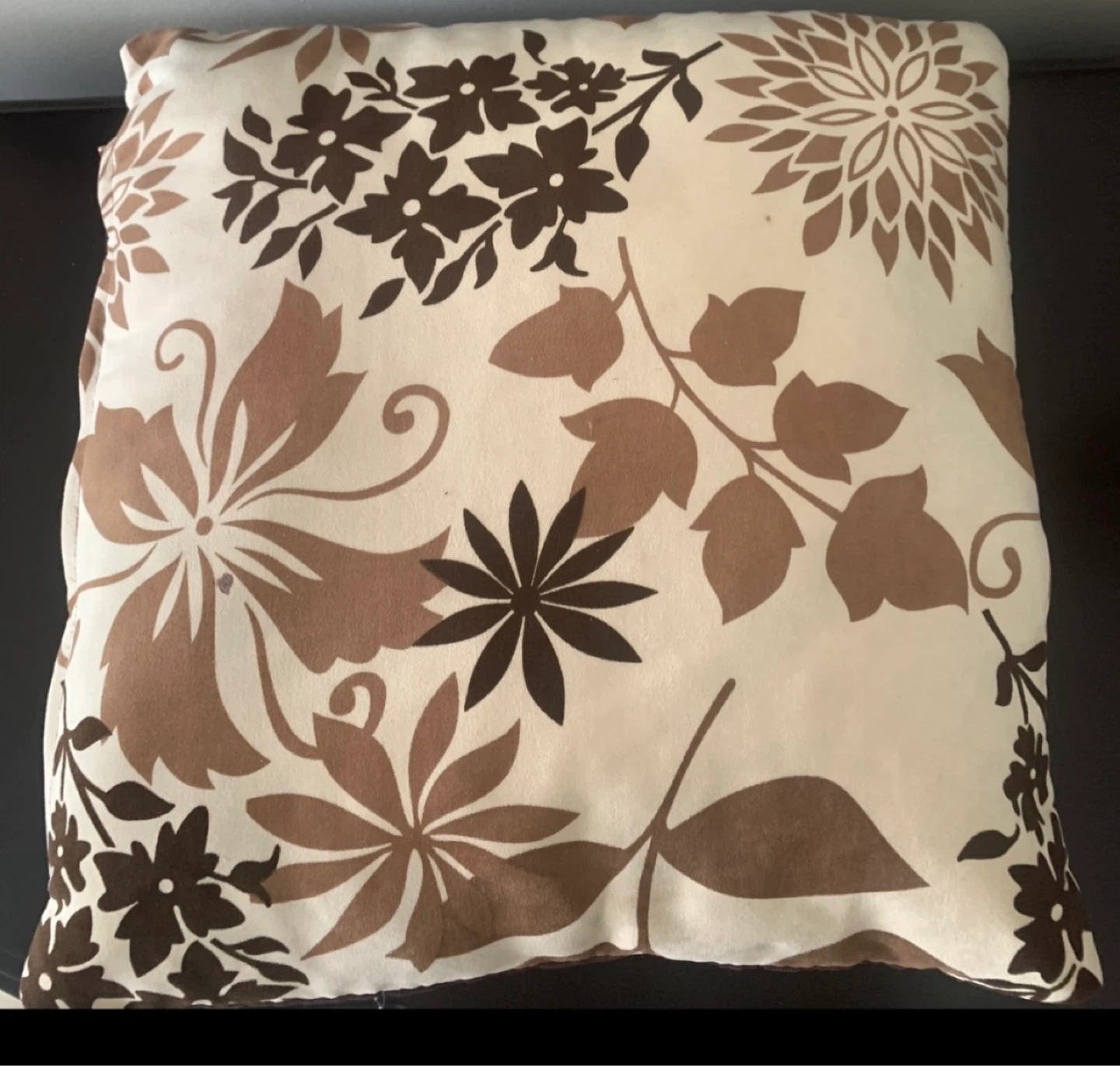 Decorative Throw Pillow - Brown Floral Pattern