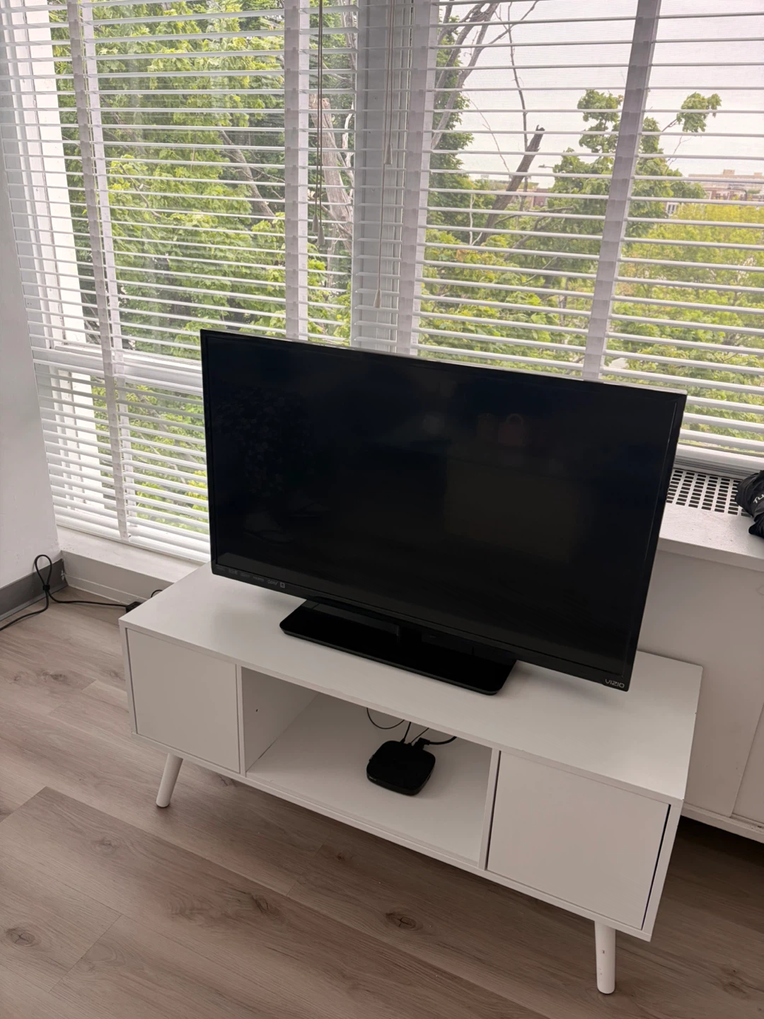 40” Vizio Smart TV with Roku + Modern White TV Stand