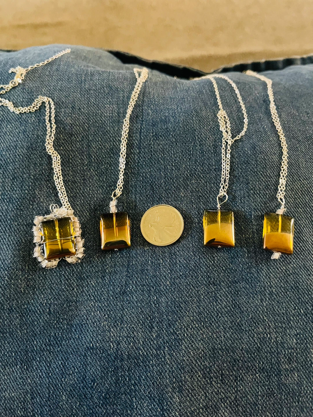 NEW Necklace Adjustable Amber Glass Pendant - photo 3