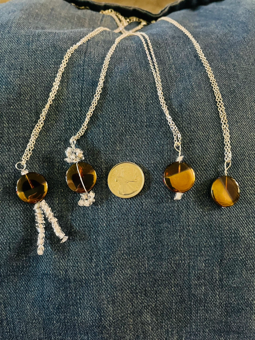 NEW Necklace Adjustable Amber Glass Pendant - photo 2