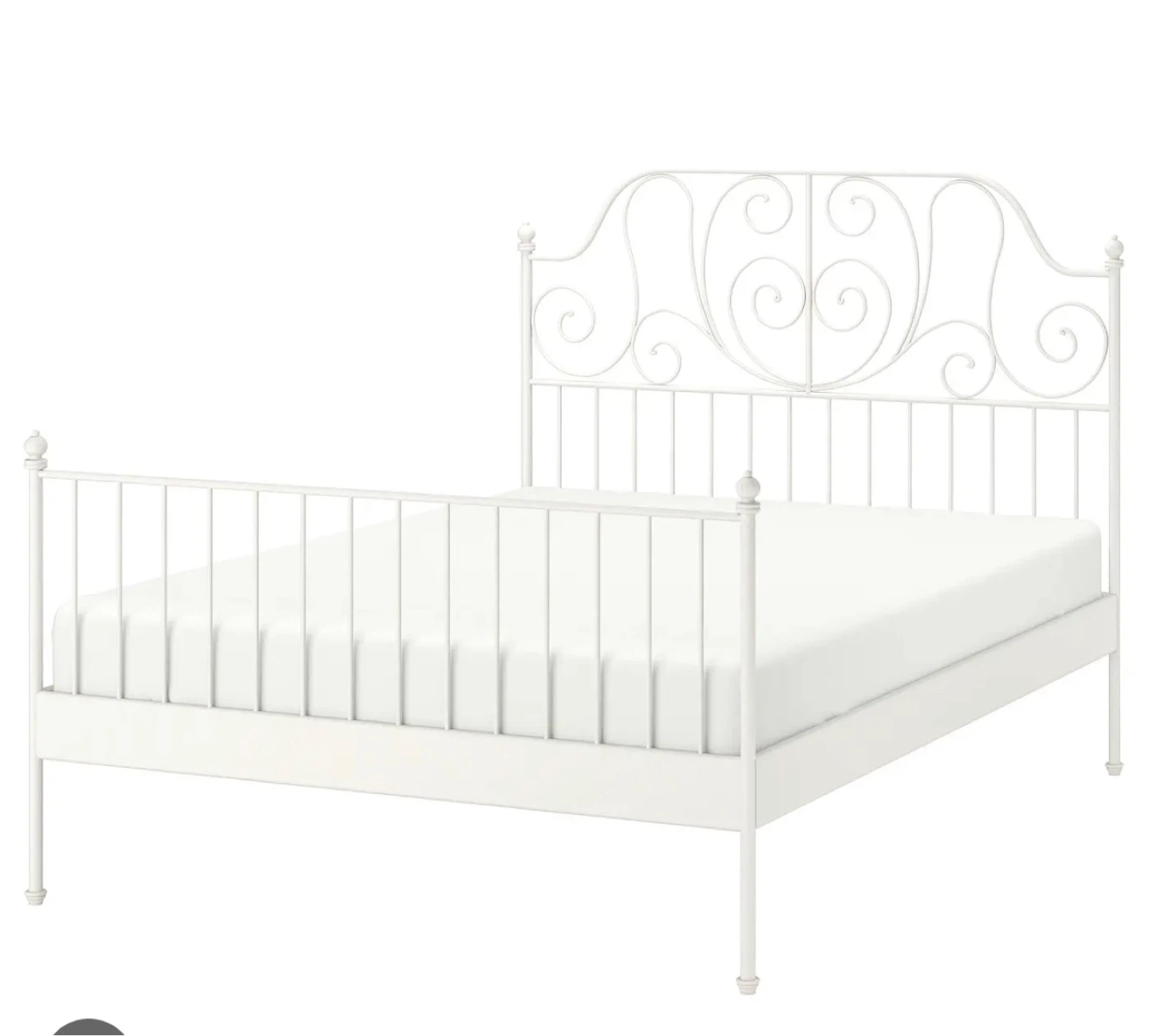White metal frame double bed