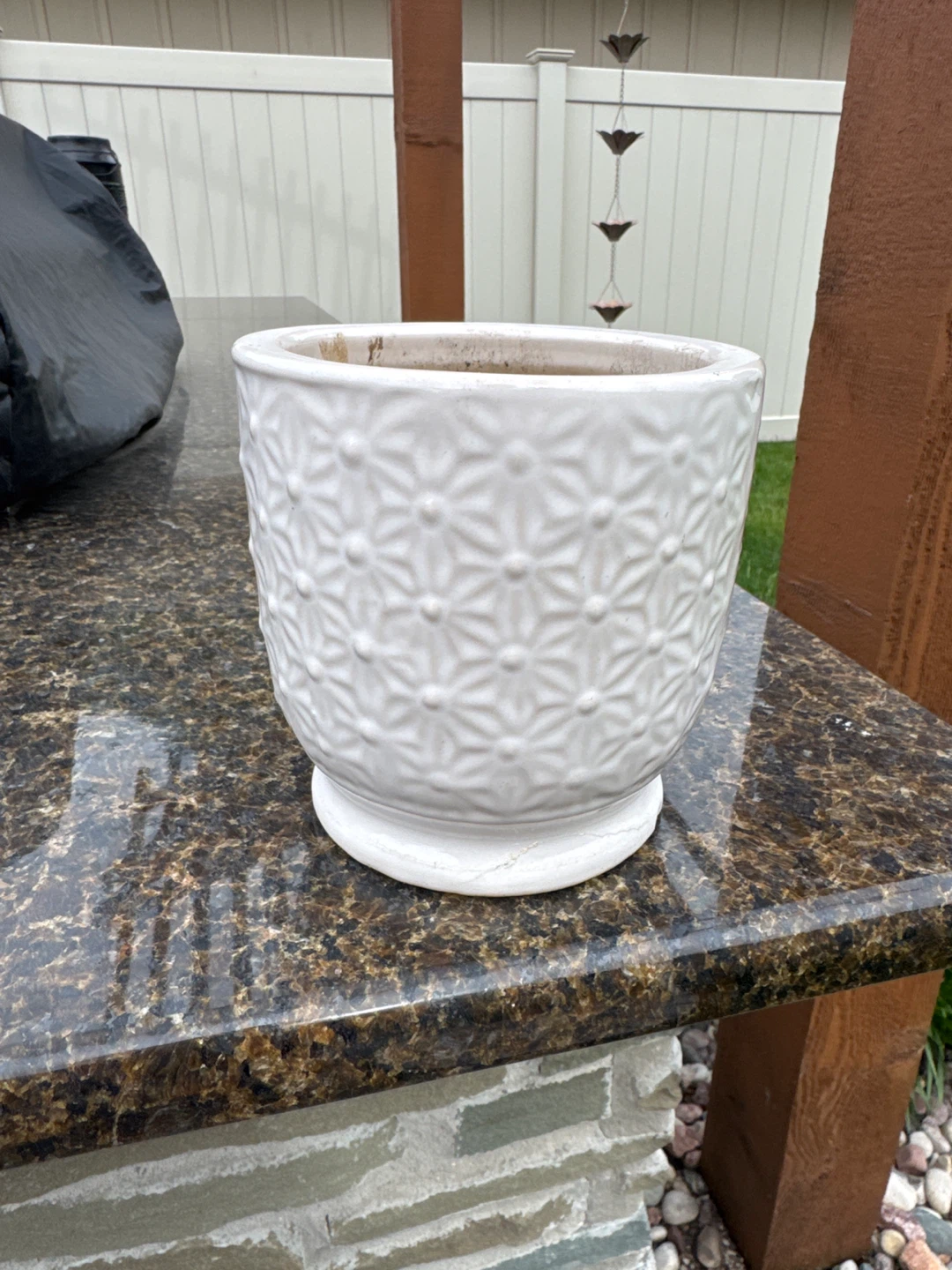 Mosaic Top Plant Stand & White Small Pot - photo 4