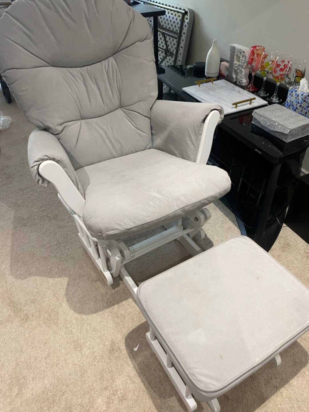 Grey Glider Chair and Ottoman Set - photo 3