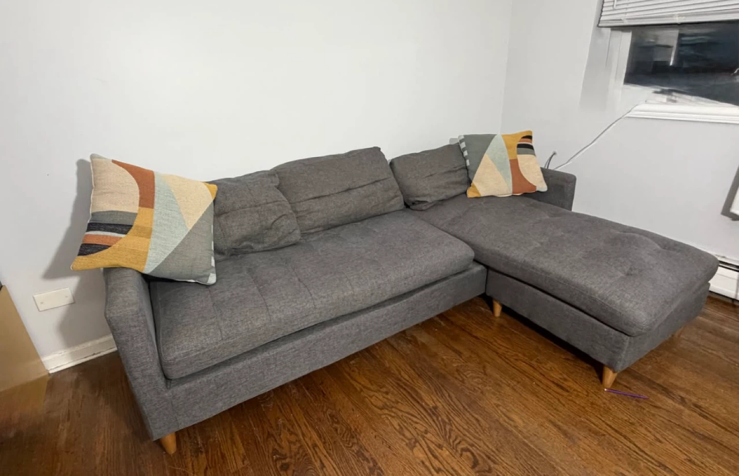 Gray Sectional Sofa with Chaise - photo 2