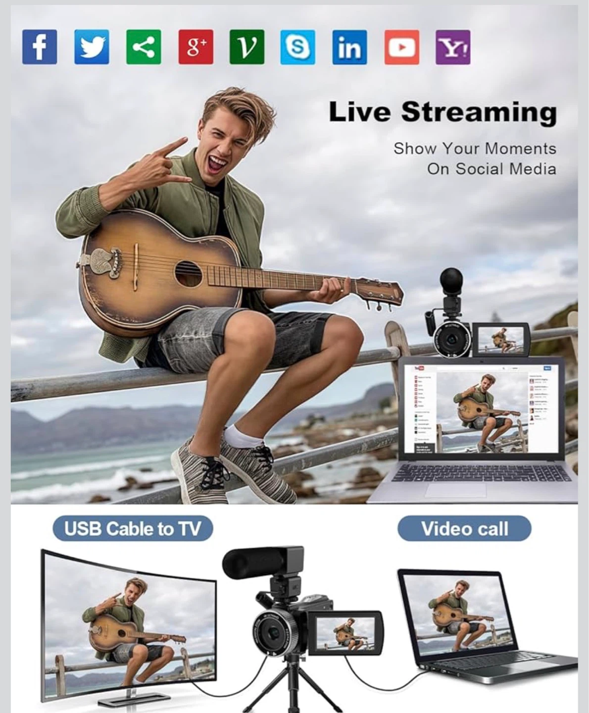 4K Full HD Video Camera  Camera with Microphone & 32GB SD Card - photo 4