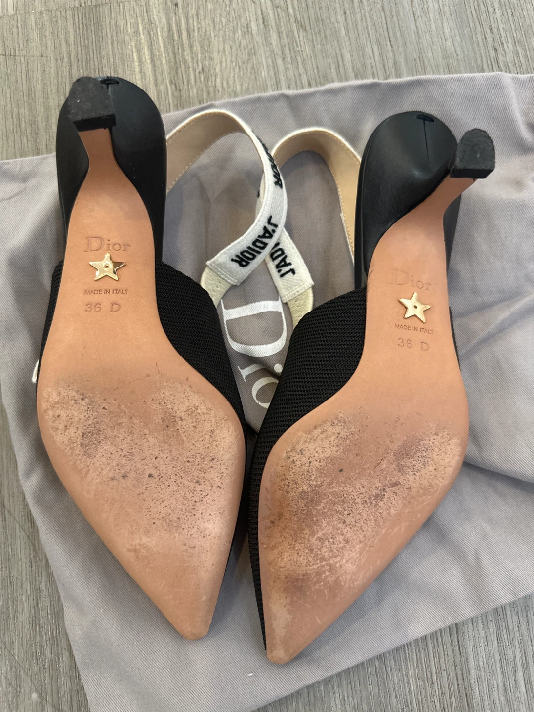 Christian Dior J'Adior Slingback Heels Black Knit Fabric Size 36 - photo 2