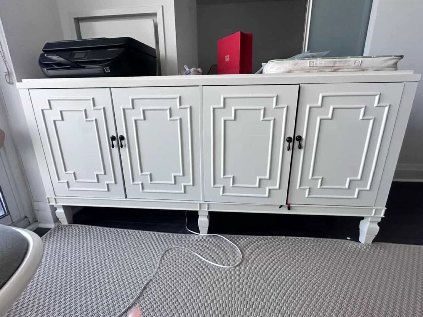 White Four-Door Accent Cabinet