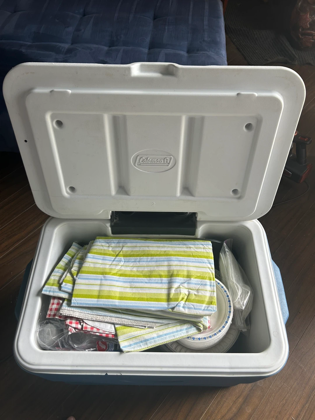 Coleman wheeled cooler & plastic wares