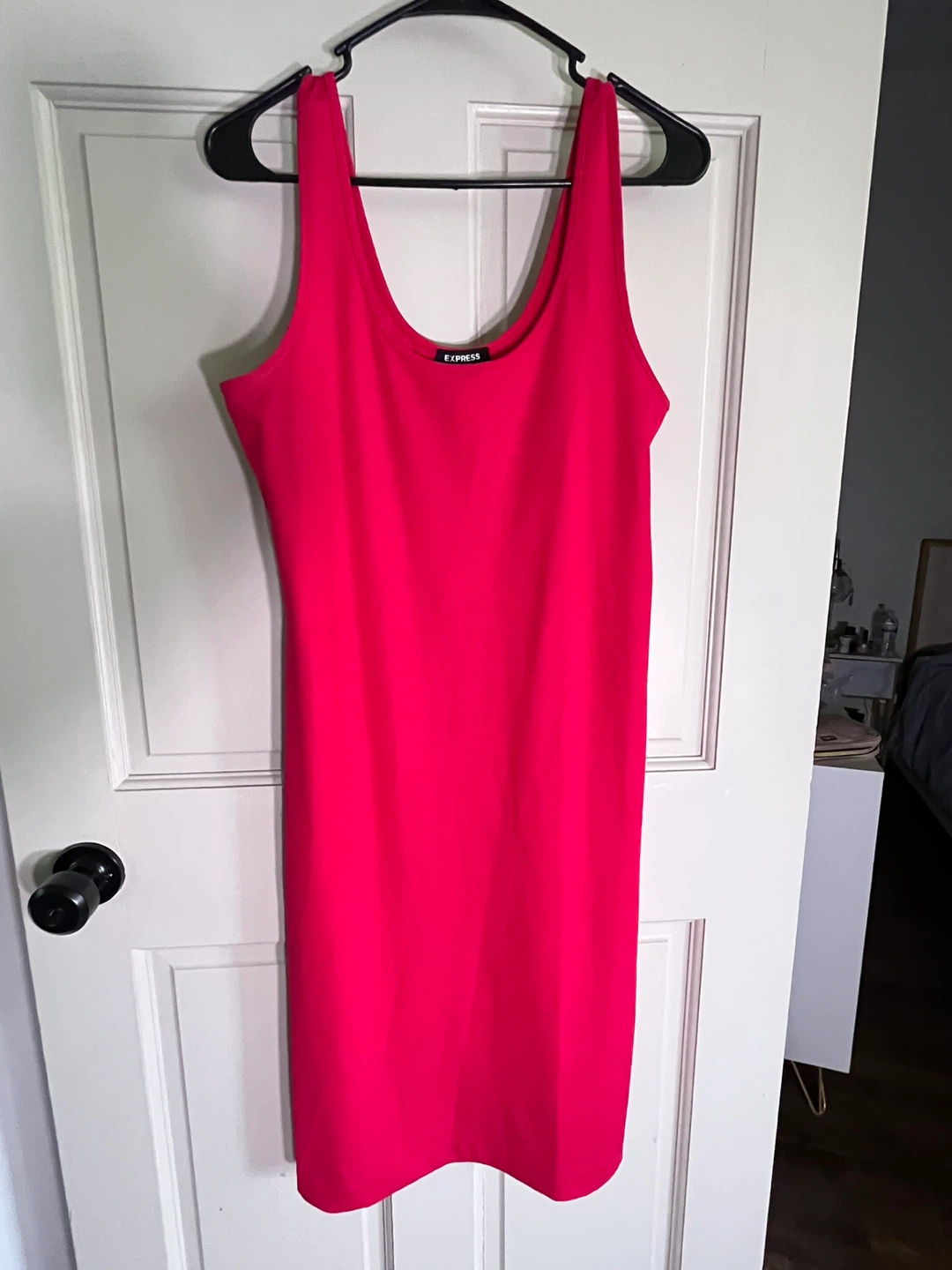 Express Pink Ribbed Tank Bodycon Dress size L