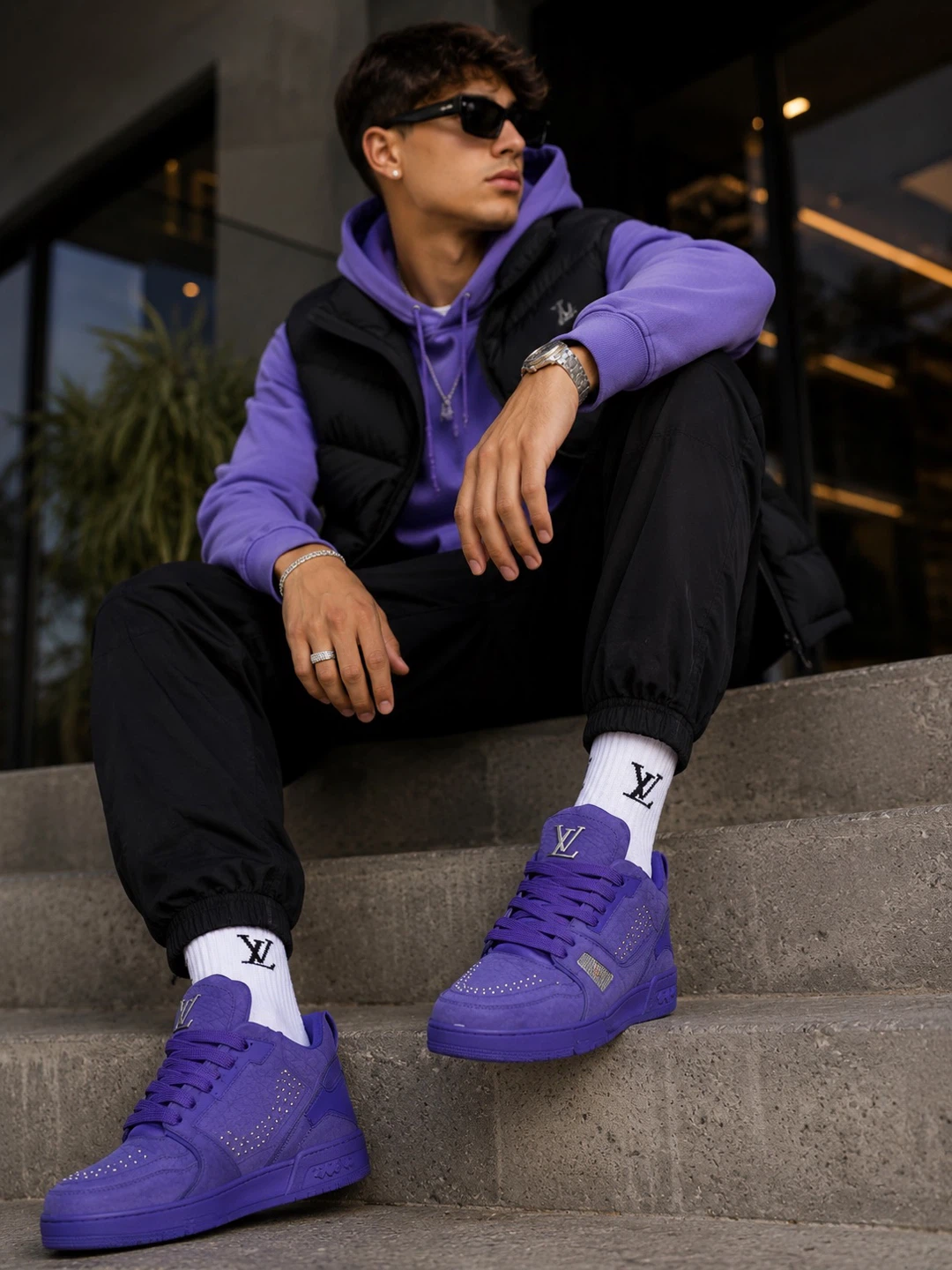 Louis Vuitton LV Trainer Sneakers - Purple Suede - photo 2