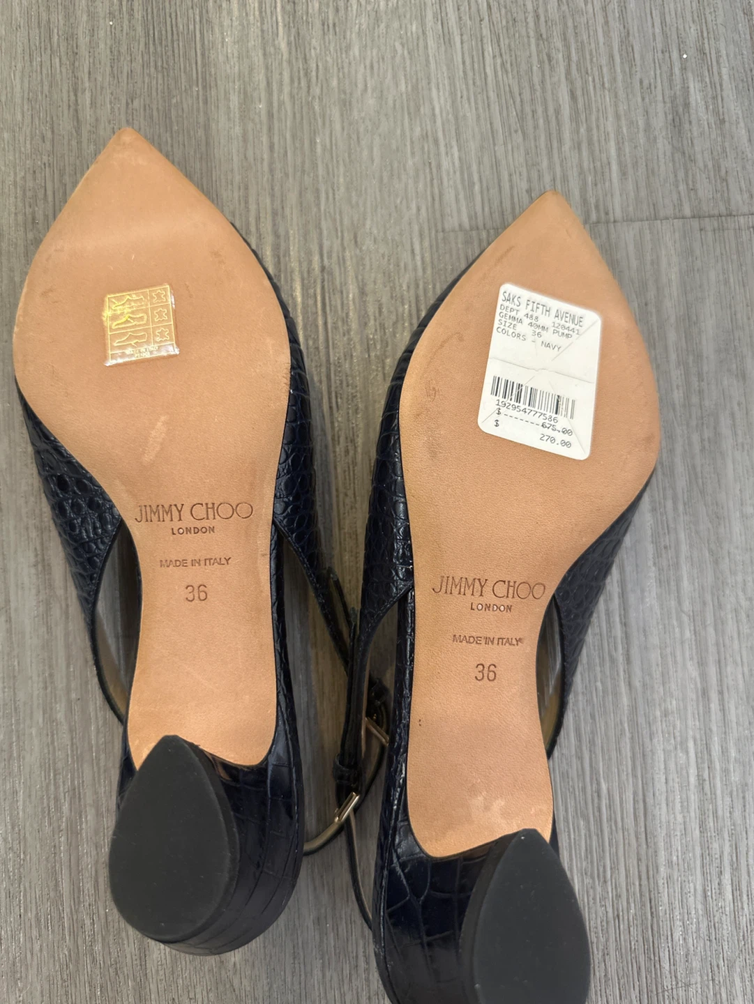 Jimmy Choo Slingback Pumps - Navy, Size 36 - photo 2