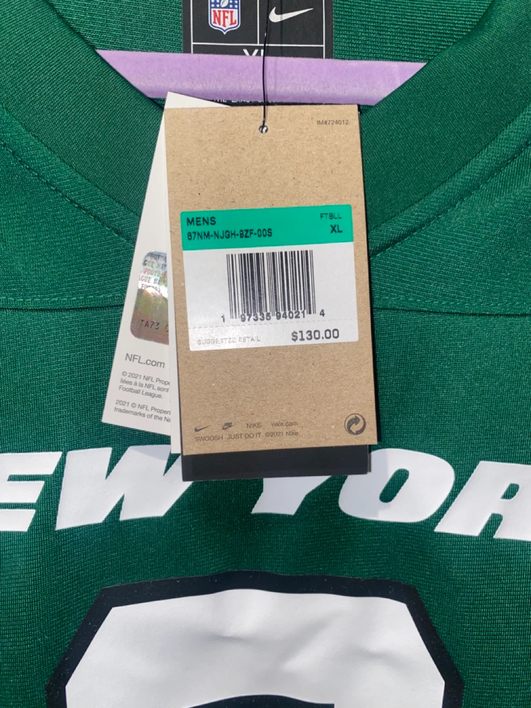 NWT New York Jets Nike NFL On Field Apparel Jersey Size XL - photo 3