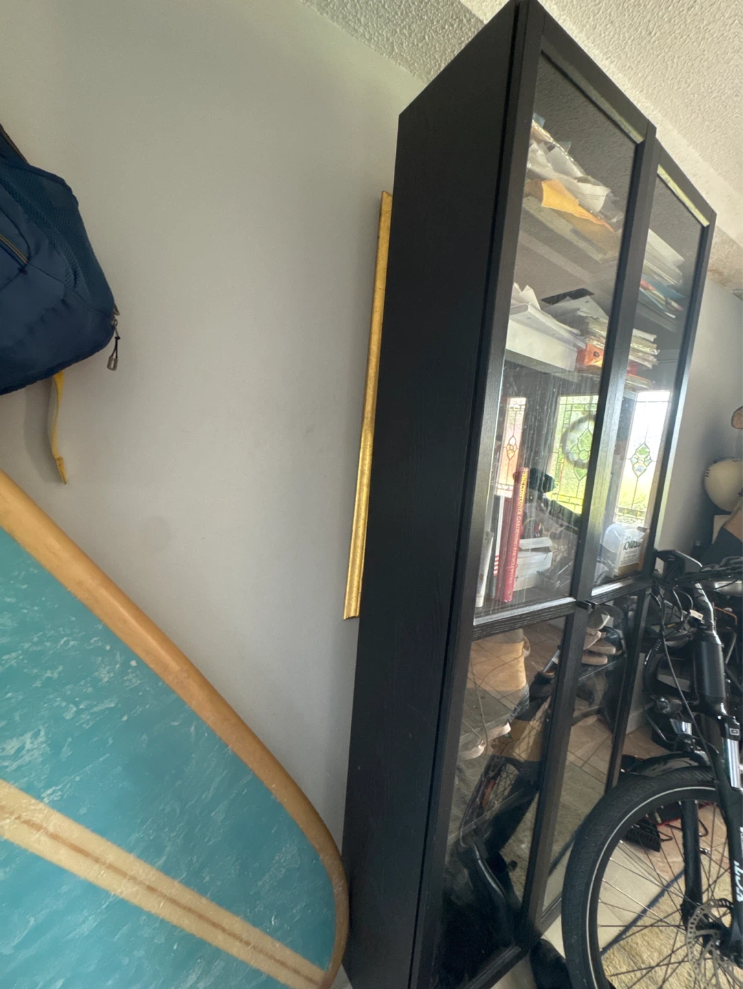 Black Display Cabinet with Glass Doors