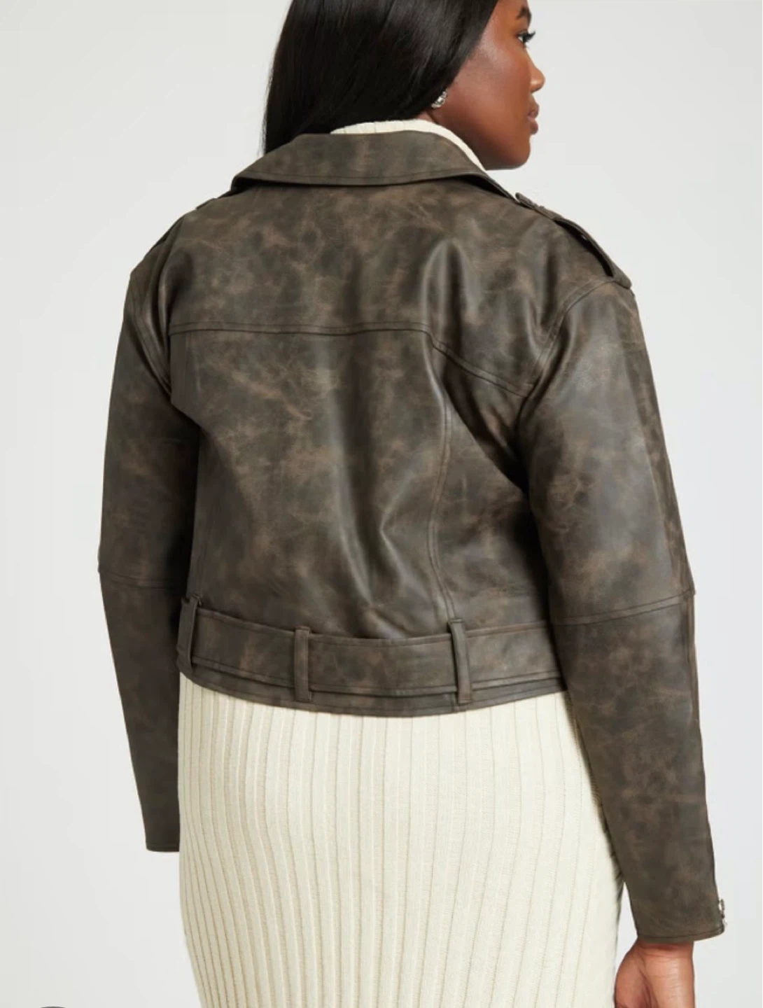 Eloquii Faux Leather Moto Jacket - Brown - Size 14/16 - photo 2