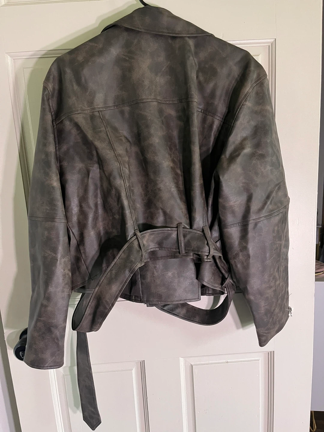 Eloquii Faux Leather Moto Jacket - Brown - Size 14/16 - photo 3