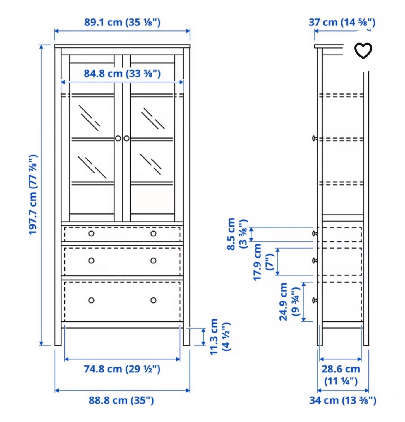 IKEA HEMNES Bookcase with drawers and doors - photo 3