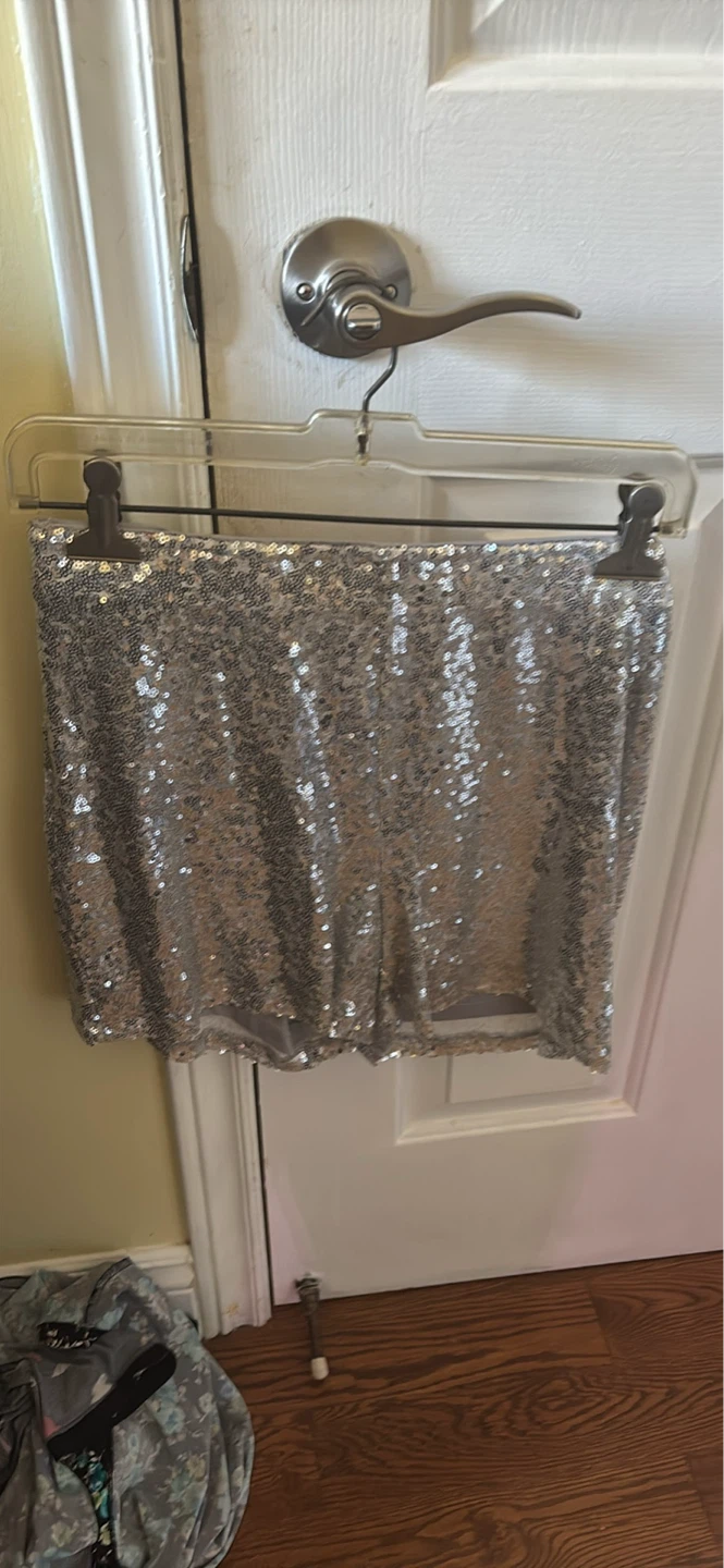Silver Sequin Shorts