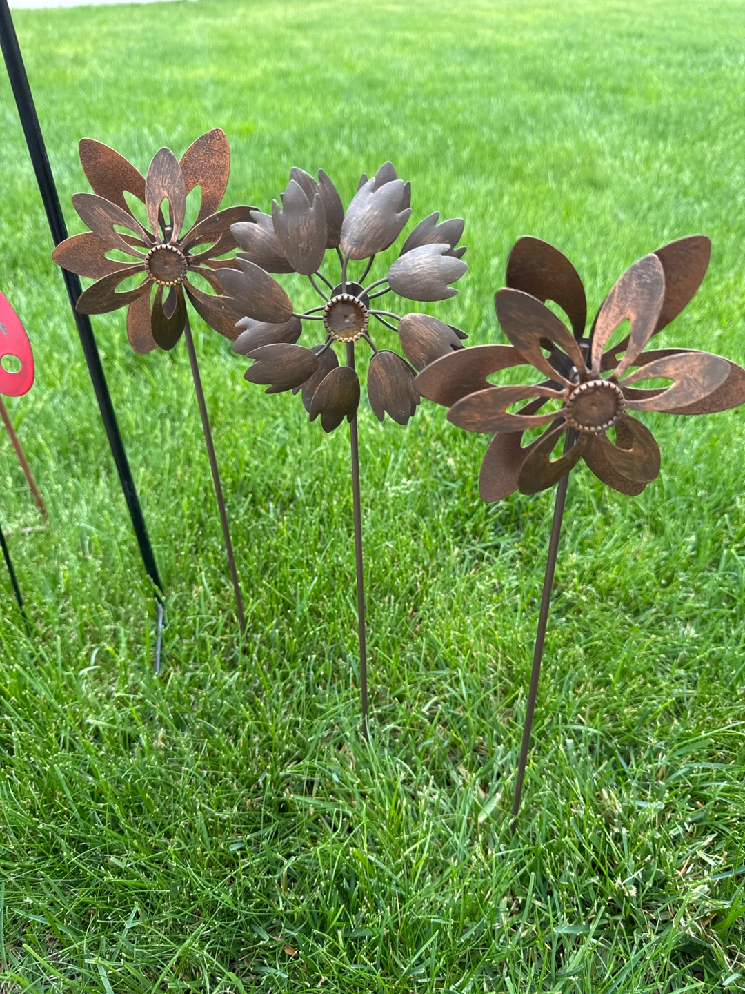 8 Garden Stakes -> Set of 3 Metal Ladybug Garden Stakes - photo 5