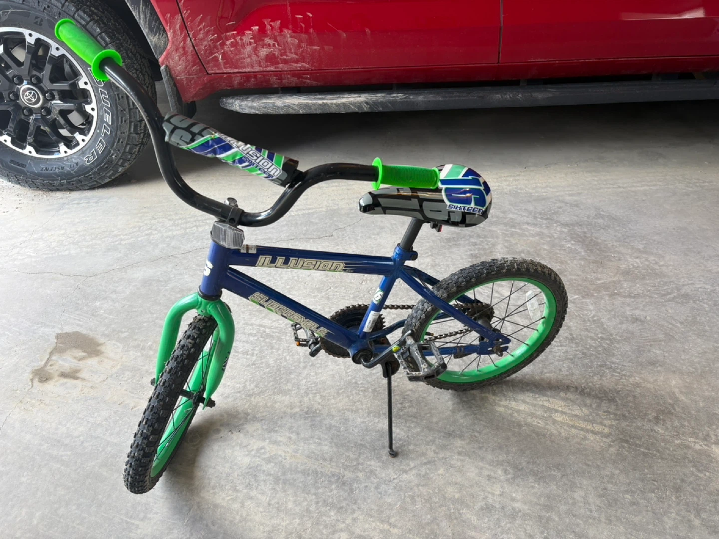 Kids Blue and Green Bicycle