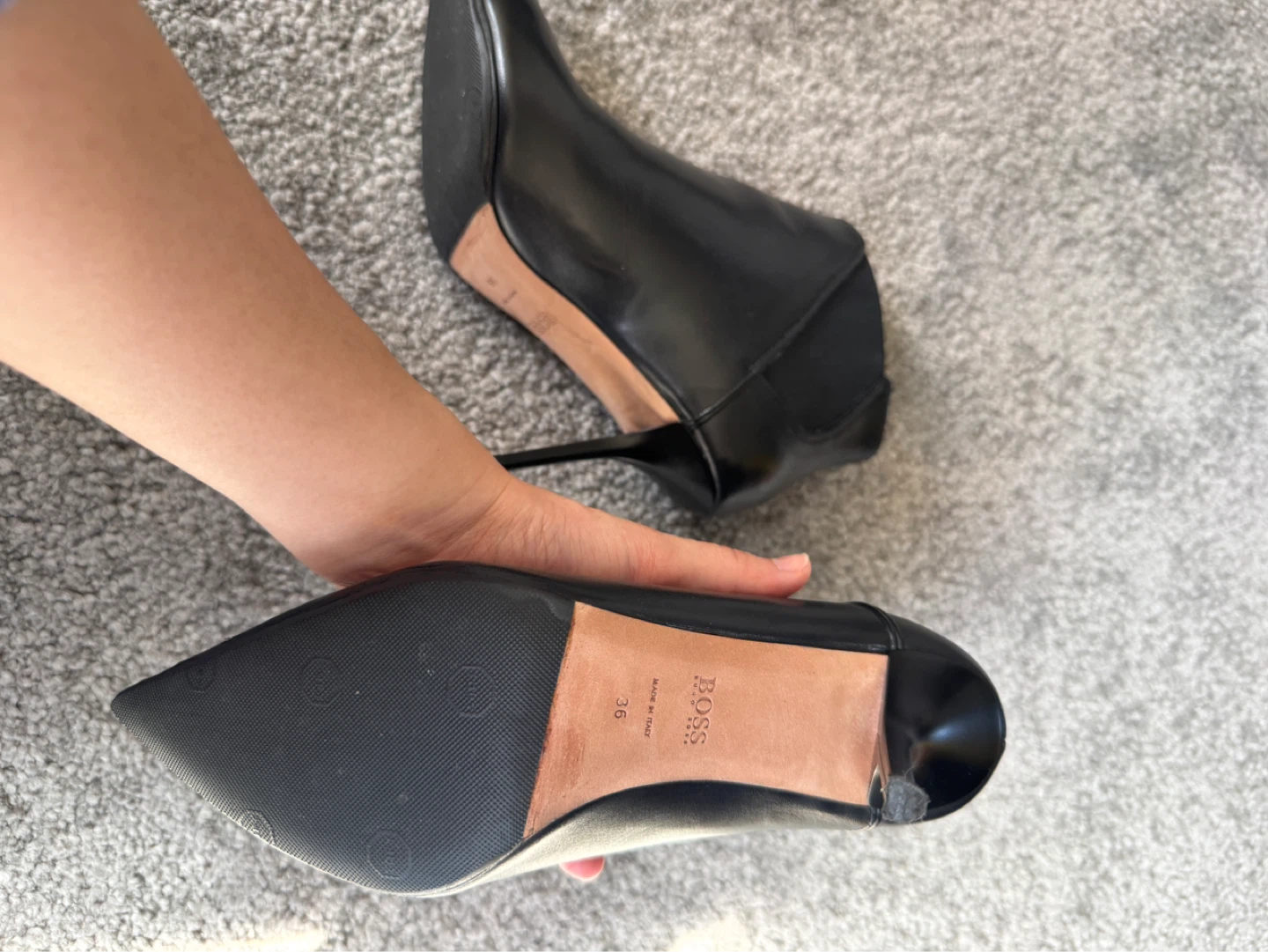 BOSS Black Leather Wedge Heels Size 36 - photo 3