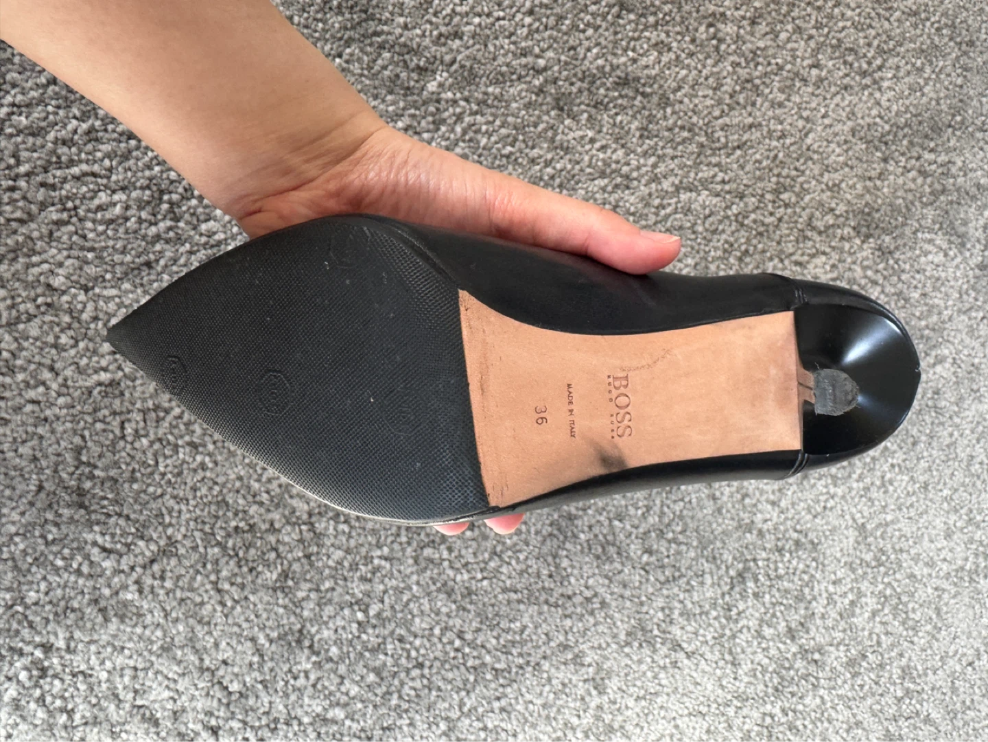 BOSS Black Leather Wedge Heels Size 36 - photo 2