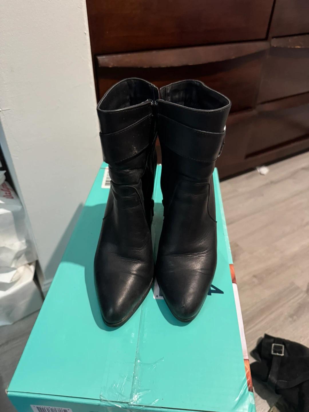ALDO Black Leather Ankle Boots with Buckle Accent - photo 2