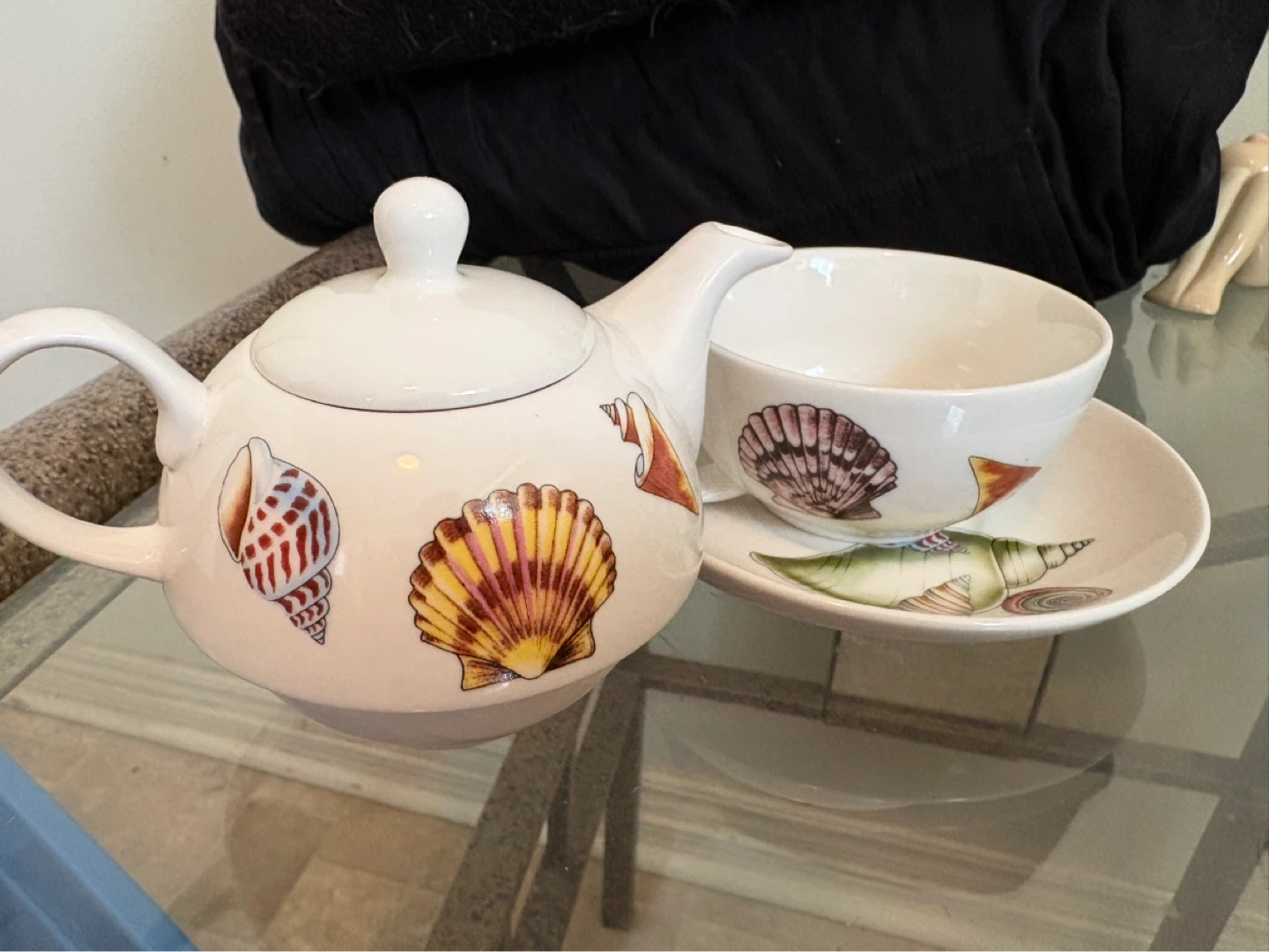 Adeline Porcelain single serve Teapot Cup and Saucer Set - photo 2