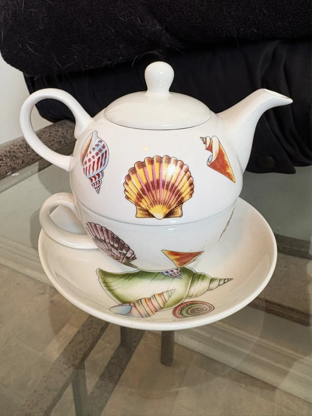 Adeline Porcelain single serve Teapot Cup and Saucer Set