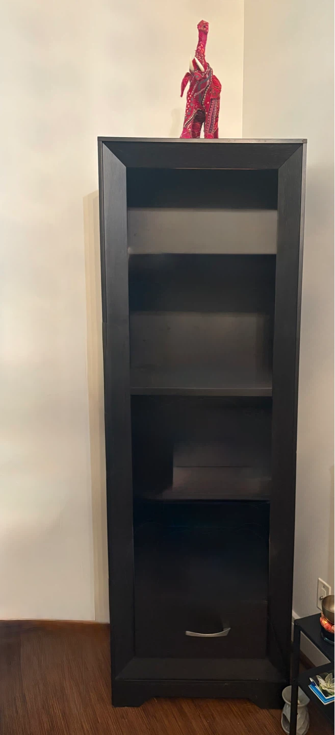 Dark Brown Bookcase with Drawer