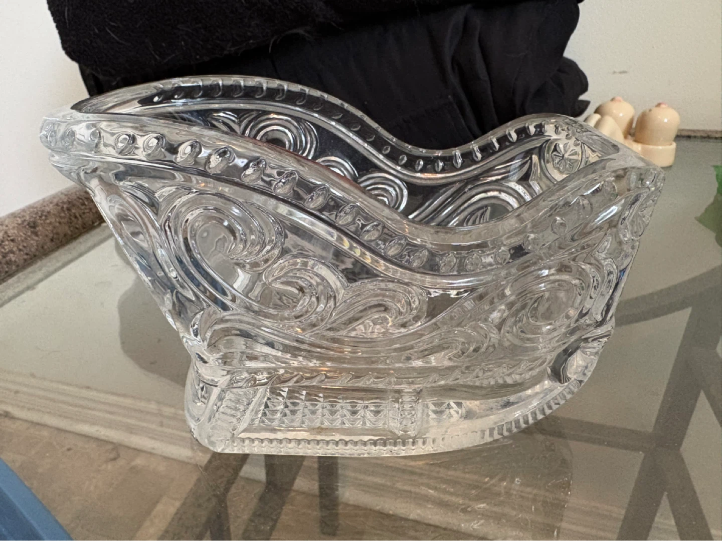Crystal Christmas sleigh candy dish