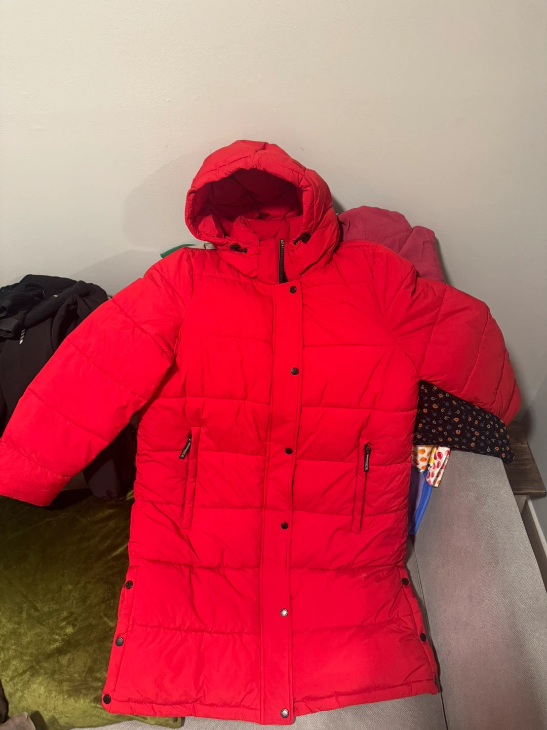 LIKE NEW: Bright red puffer coat (women’s size large) - photo 2