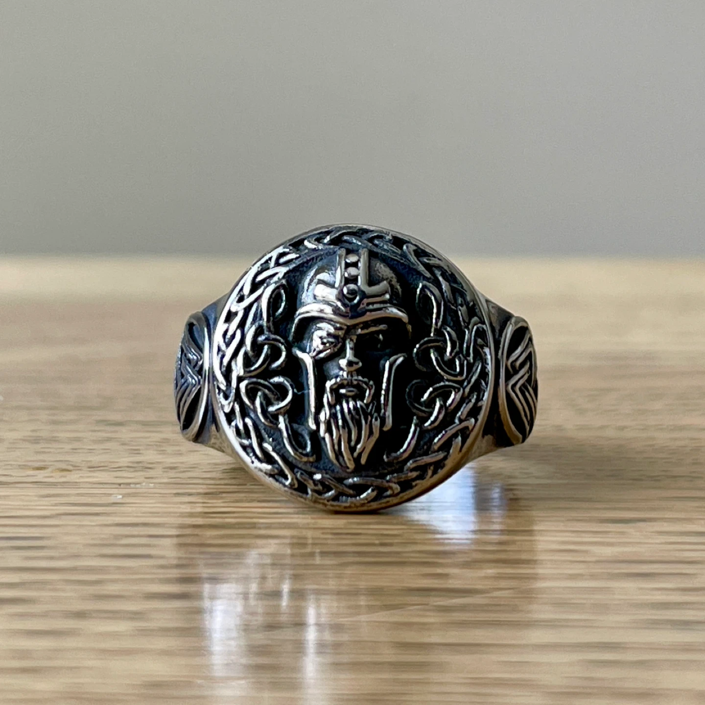 Viking Odin Valknut stainless steel ring (size 13) - photo 2