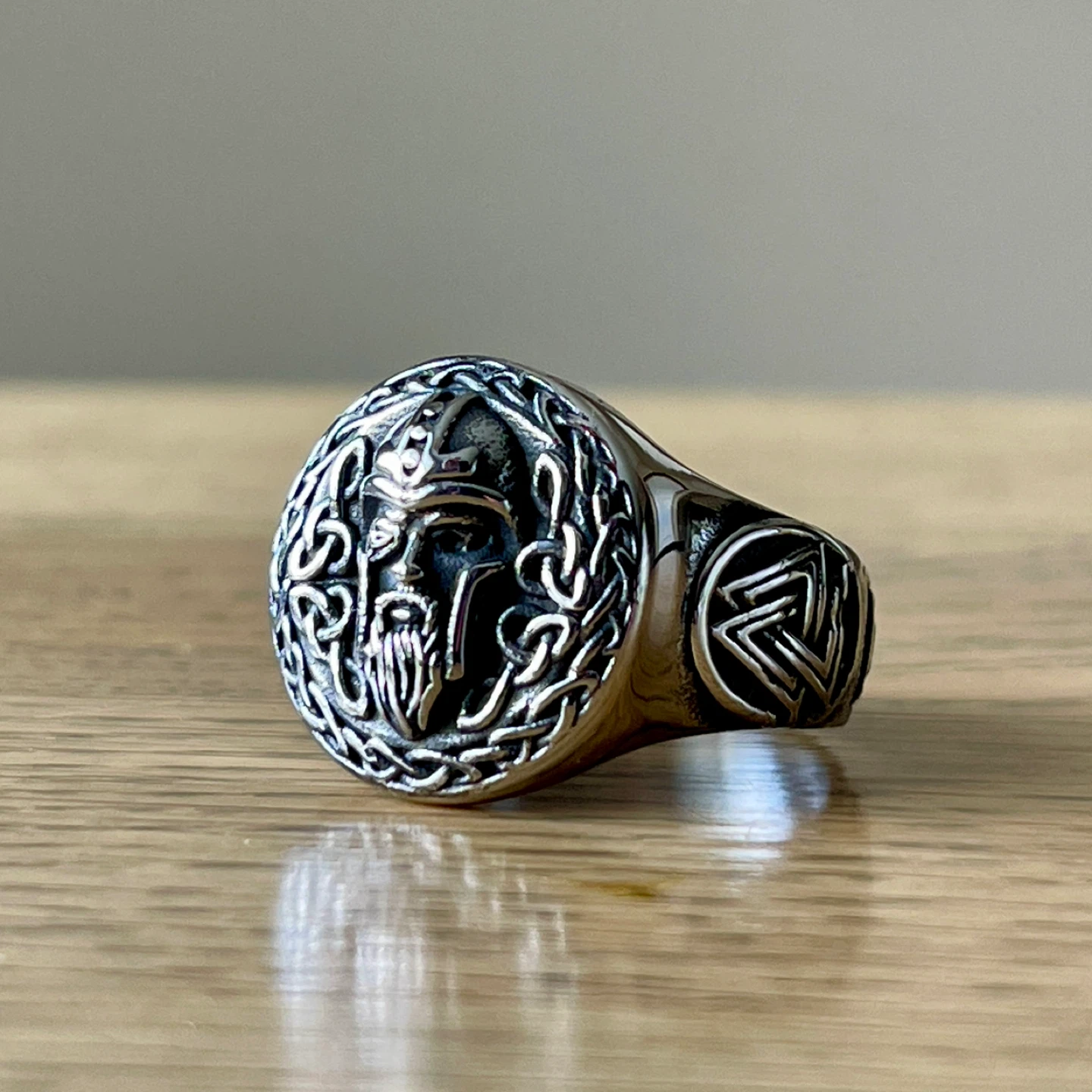 Viking Odin Valknut stainless steel ring (size 13)