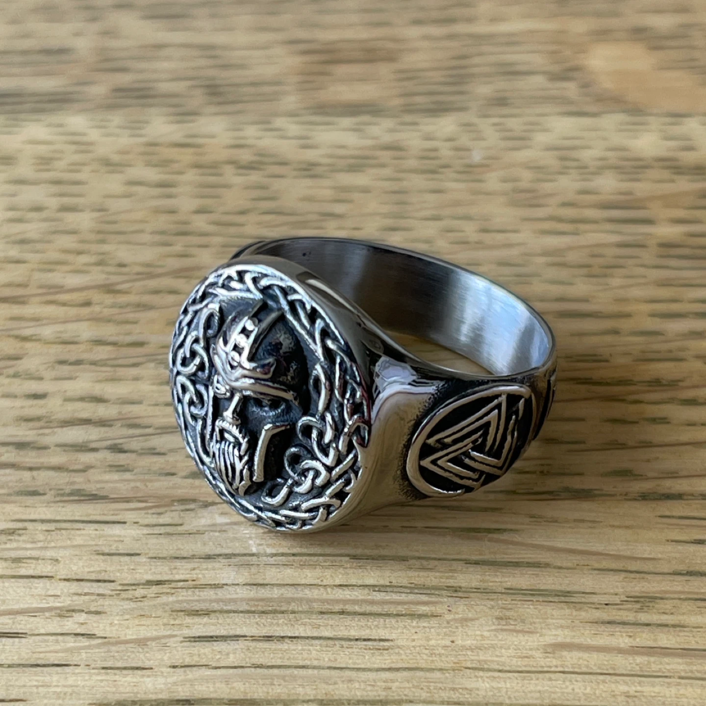 Viking Odin Valknut stainless steel ring (size 13) - photo 3