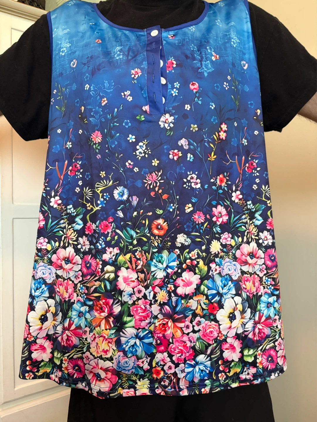 Ladies 4x Floral Sleeveless Tunic Top