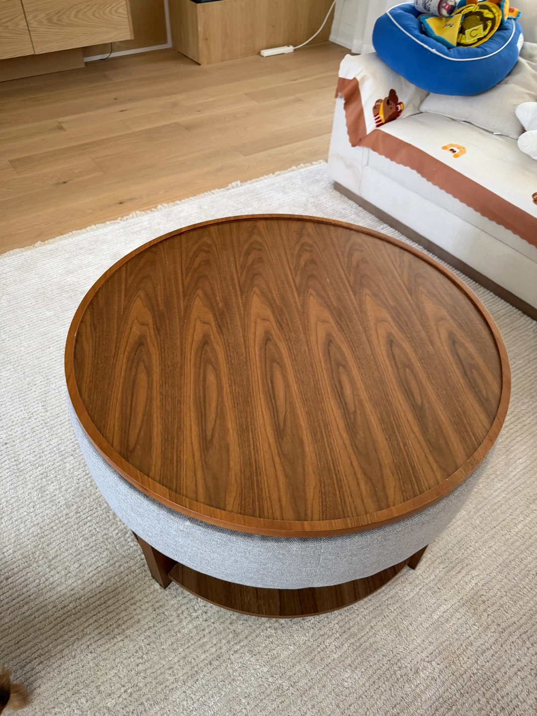 Round Storage Ottoman Coffee Table - photo 2