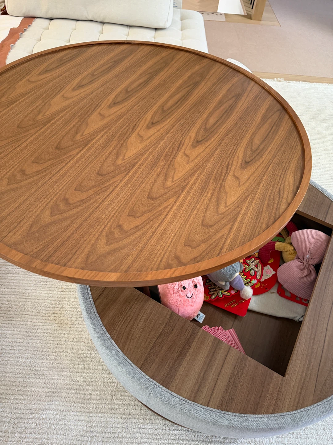 Round Storage Ottoman Coffee Table
