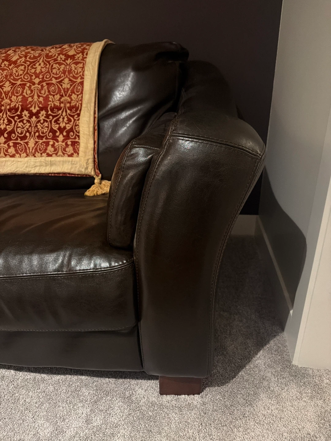 Dark Brown Leather Sofa