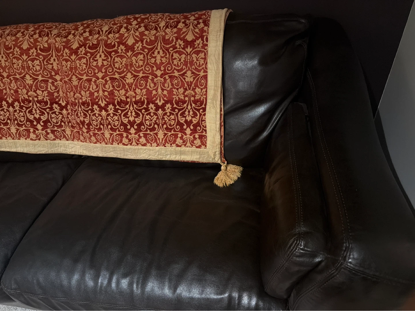 Dark Brown Leather Sofa - photo 2