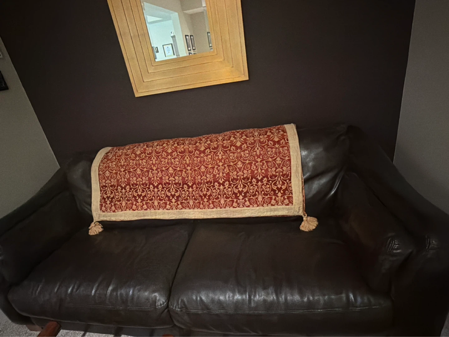 Dark Brown Leather Sofa - photo 3
