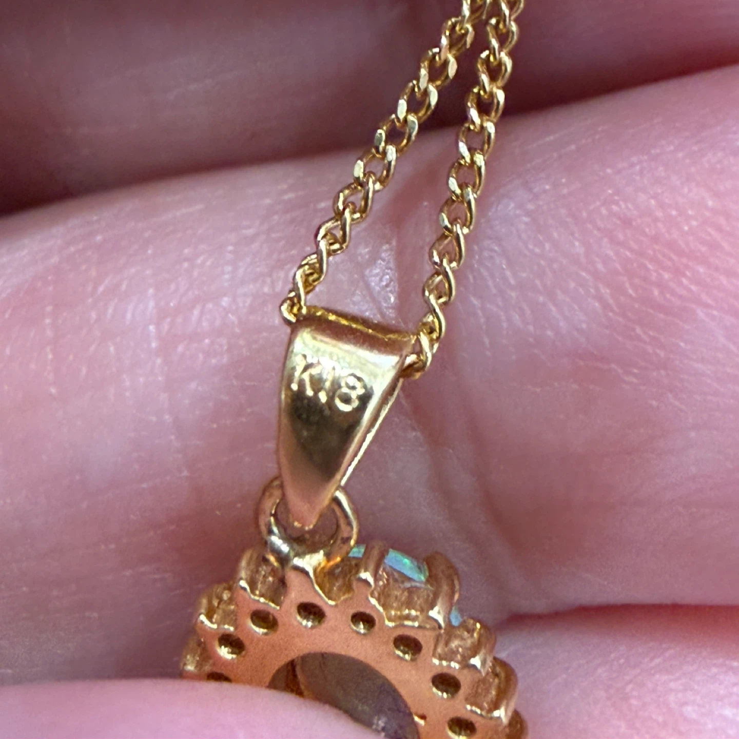 18K Yellow Gold Opal and Diamond Necklace - photo 5