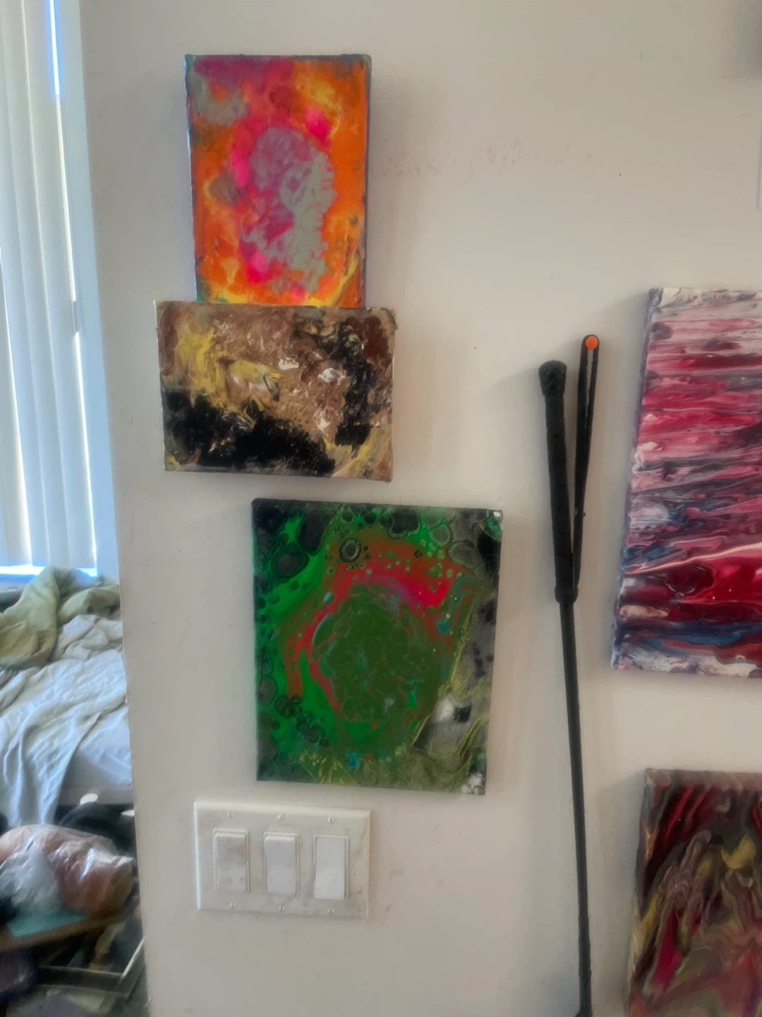 Set of 6 Original Acrylic Pour Art Canvases