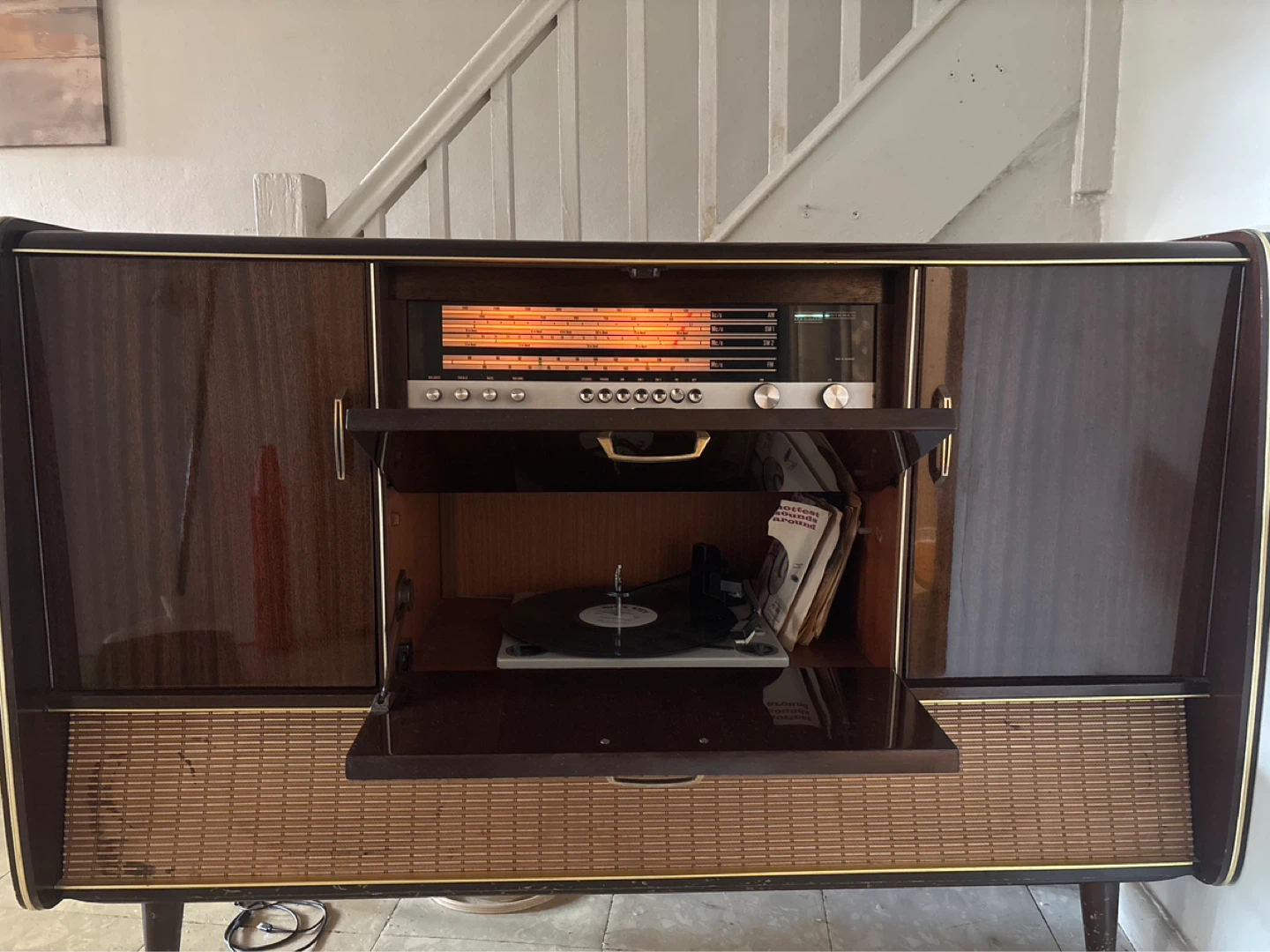 Vintage Record Player and Radio Cabinet