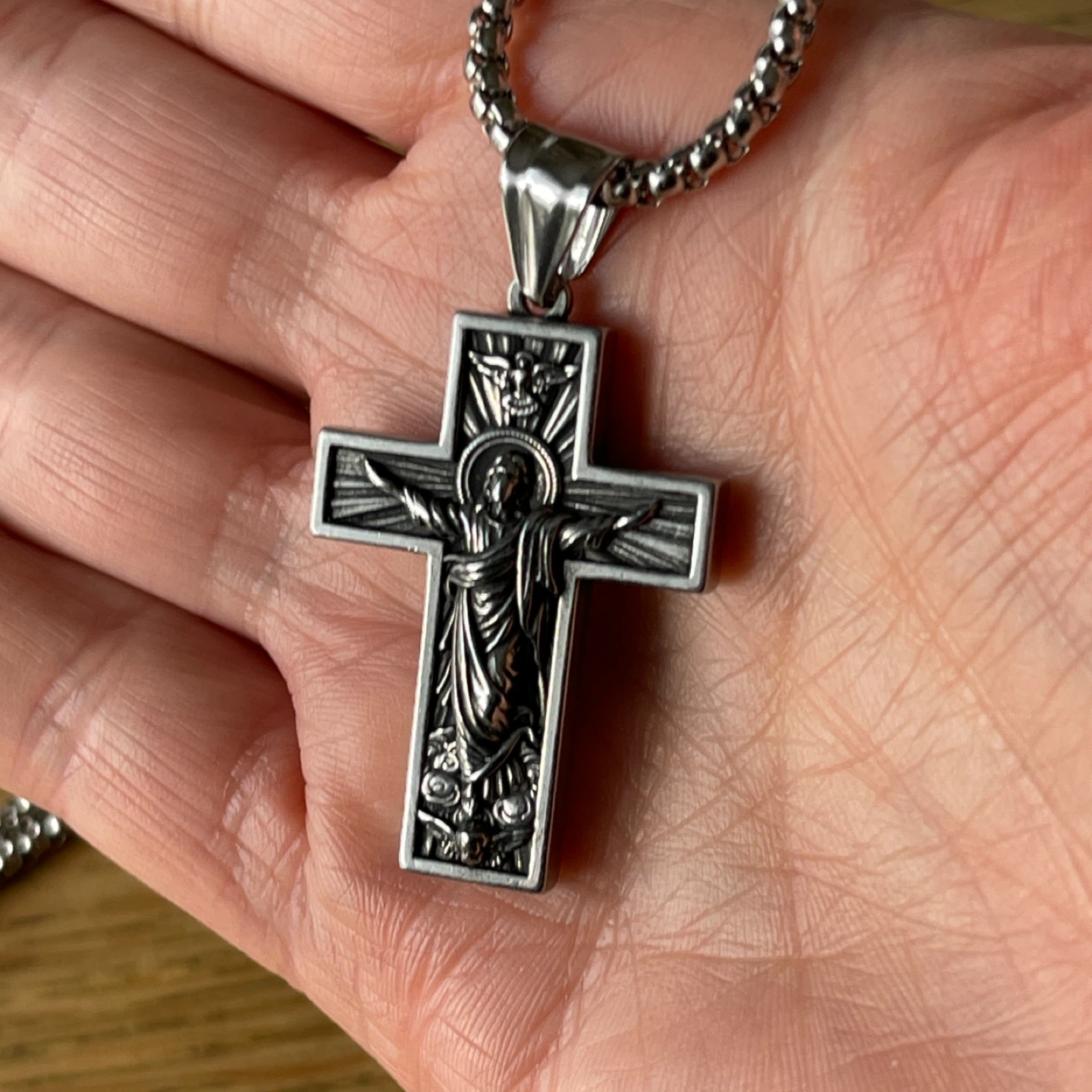Jesus Christ stainless steel Cross necklace - photo 4