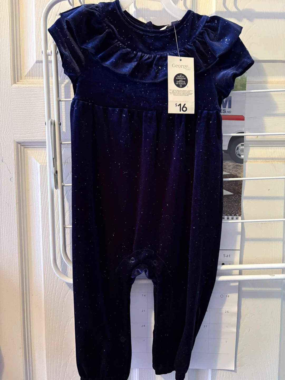 George Baby Velvet Sparkle Romper size 12/18