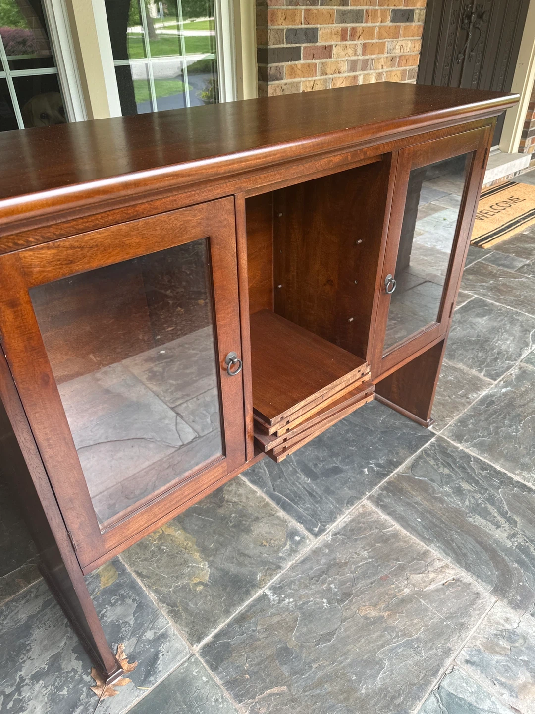 Wooden Display Cabinet with Glass Doors