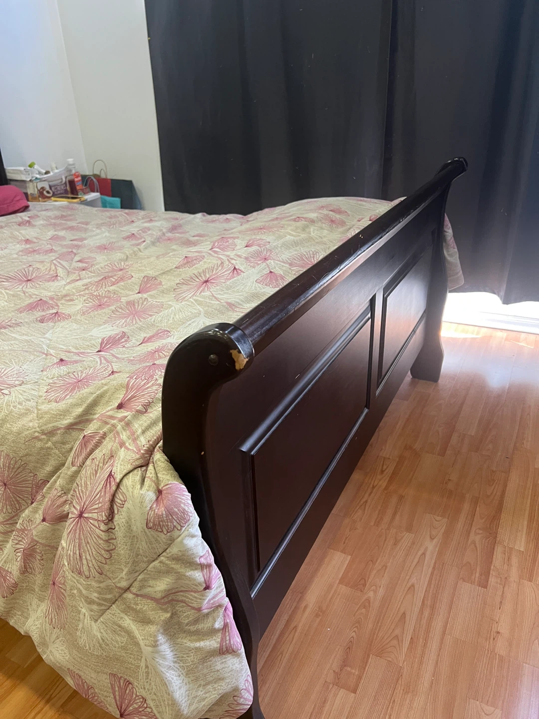 Dark Wood Sleigh Bed Frame - photo 4